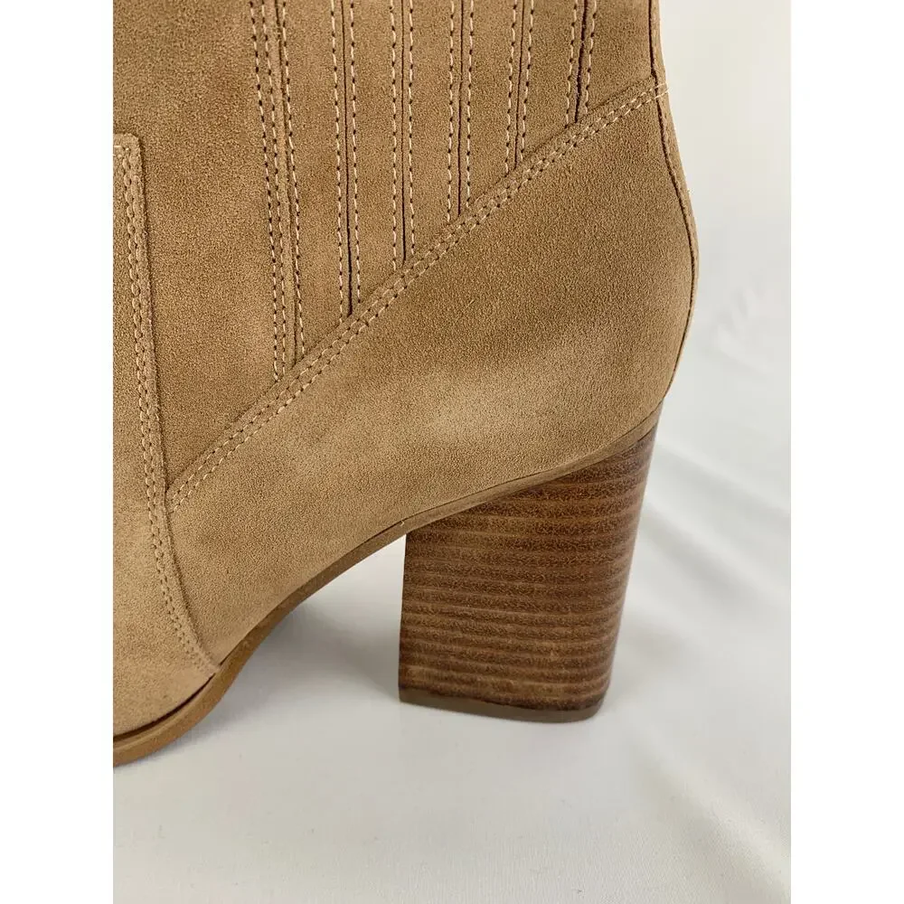 Marc Fisher Marela Boot Womens Size 8M Dark Natural Brown Tan Suede Ankle New